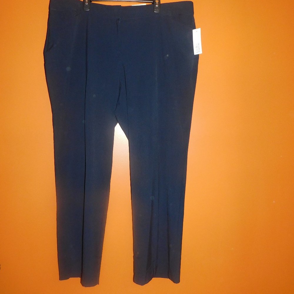 CROFT & BARROW CURVY MID RISE TROUSERS -  NAVY